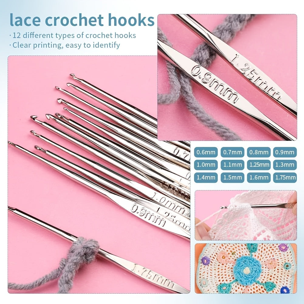 Multicolor Yarn Crochet Kit with Listed 130-Piece Set, Fabric Storage Bag, Hooks, Scissors, Needles and Stitch Markers for Creative DIY Projects and Handmade Gifts