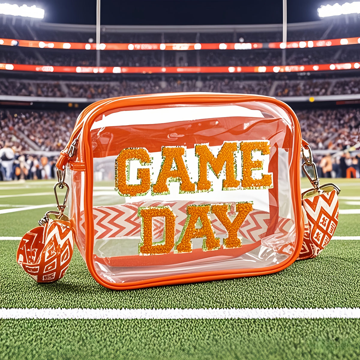 Clear Crossbody Bag with Listed PVC Transparent Body and Eight Color Options for Game Day Outfits, Concert Visits, Sports Events and Tailgating Plans