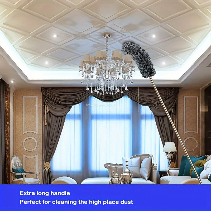 Retractable Ceiling Fan Duster with Bendable Head, Single Reusable Washable Dusting Brush in 55.12inch or 98.43inch Options for Furniture and Home Cleaning