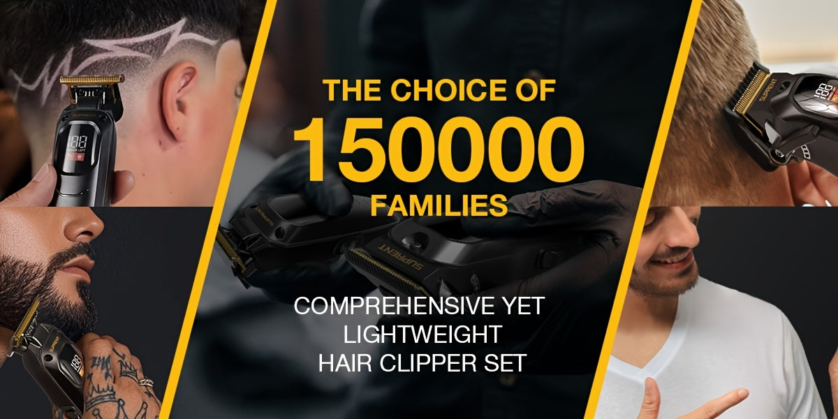 Hair Clippers or T-Blade Trimmer by SUPRENT for Men, Cordless Rechargeable Grooming Tools with Listed LED Display for Home Haircuts and Beard Detailing