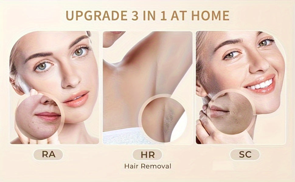 IPL Hair Removal Device with Nine Adjustable Intensity Levels, Listed 5cm² Light Window and Manual or Automatic Operation in White for At-Home Beauty Routines
