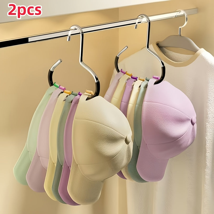 Metal Hat Storage Hooks Two-Piece Set in White or Black, Simple Accessory Organizers for Compatible Scarves, Belts, Bras and Bags in Home Storage Spaces