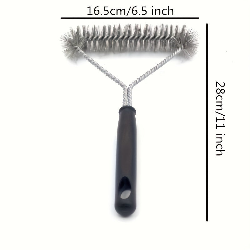 Double Sided Grill Brush with Stainless Steel Cleaning Design and Handle, Silvery BBQ Care Tool for Compatible Grates and Backyard Barbecue Cleanup