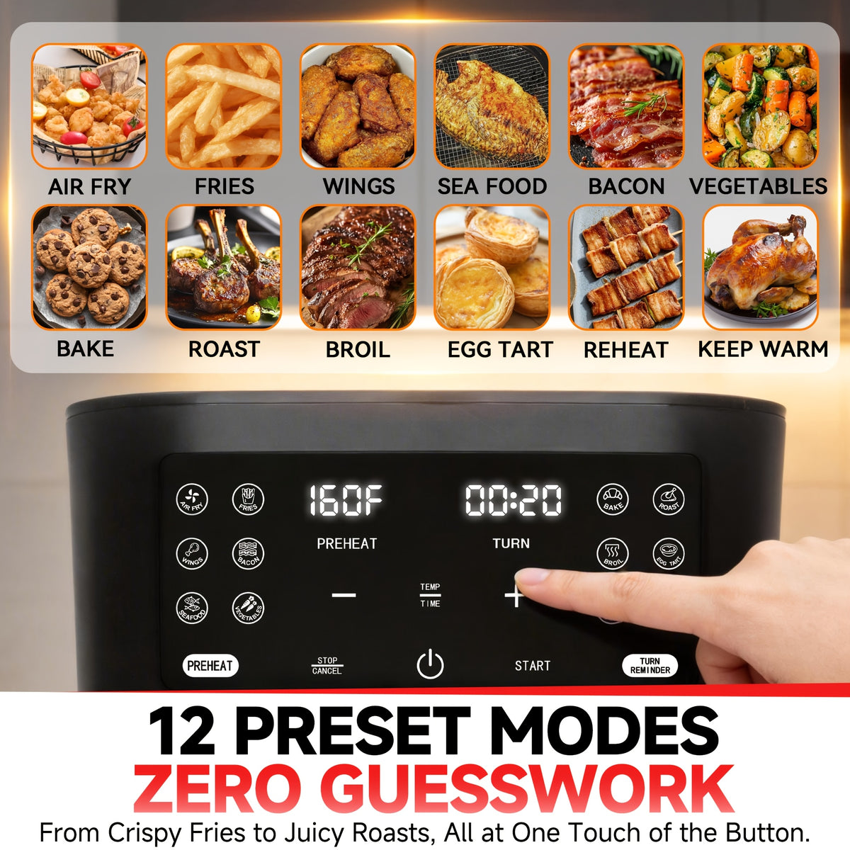 Glass Air Fryer 4.5QT, Non-Toxic 12-in-1 Air Fryer with Dishwasher-Safe Glass Basket, PFOA PFAS Free, Programmable Time and Temperature, Graphite Countertop Cooker