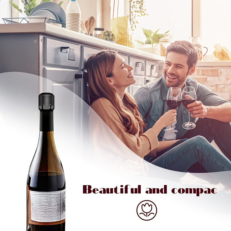 Wine and Champagne Bottle Stoppers in Black with Single Wine Stopper, Two-Pack, Ten-Pack and Set Options for Compatible Bottle Storage and Home Entertaining