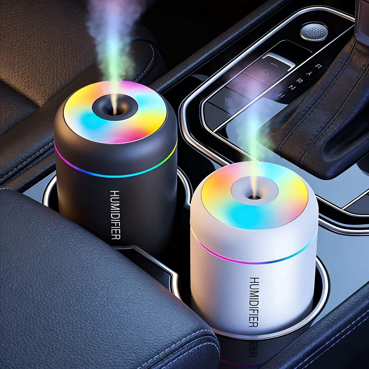 Cool Mist Aromatherapy Diffuser with 300ml Tank and Seven-Color LED Night Light, Black USB-Powered Humidifier for Bedroom, Desk and Home Office Atmosphere