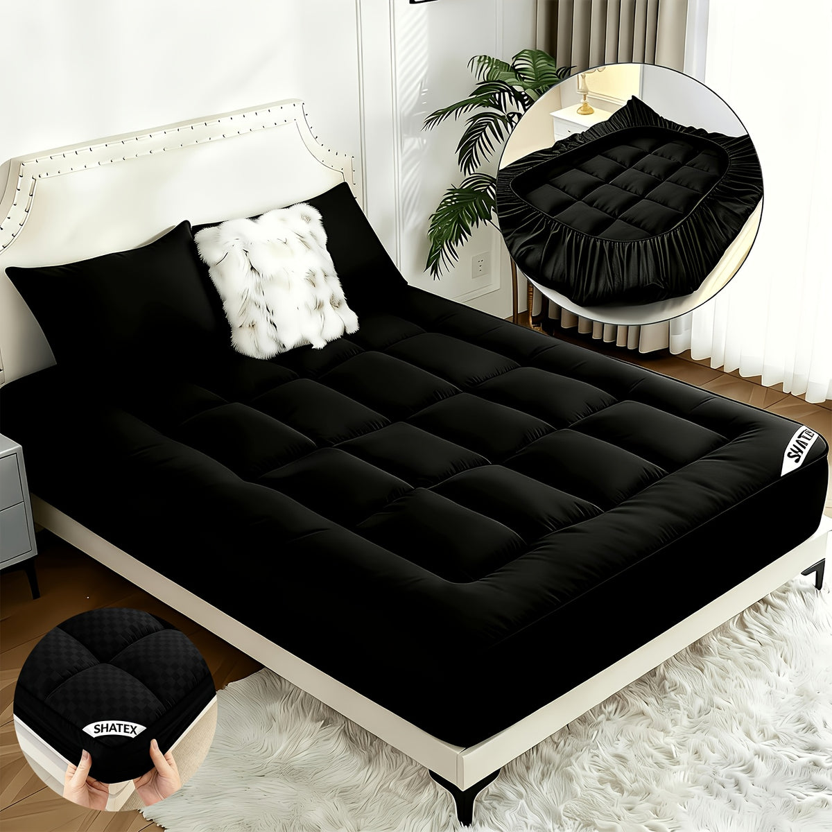 Filled Mattress Topper with Mesh Structure and Listed 1200 GSM, Twin, Full, Queen or King Bedding Layer with Standard, Upgraded and Random Color Options