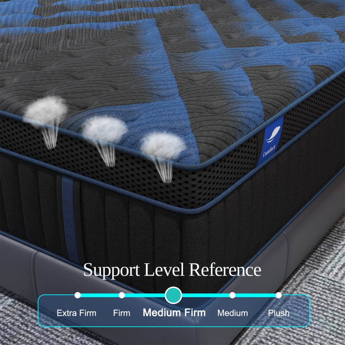 Pocket Spring Hybrid Mattress with Gel Memory Foam and Euro Top, Medium Firm 12 or 14 Inch Models with Twin, Full, Queen and King Size Selections
