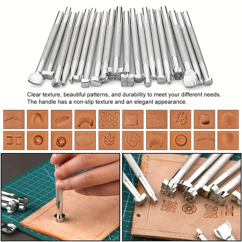 Leather Craft Tool Kit by WUTUREE, Listed 72-Piece Assortment with Faux Leather Storage Bag, Punching and Stamping Tools for Cutting and Hand Sewing DIY Projects