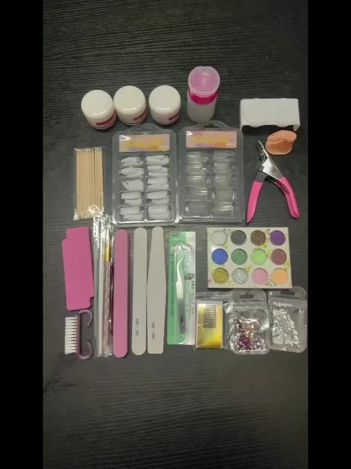 Acrylic Nail Powder Tool Kit with 12-Color Glitter Reference, Beginner or Nail Art Lamp Set Options for Adult DIY Manicures, Acrylic Liquid Not Included