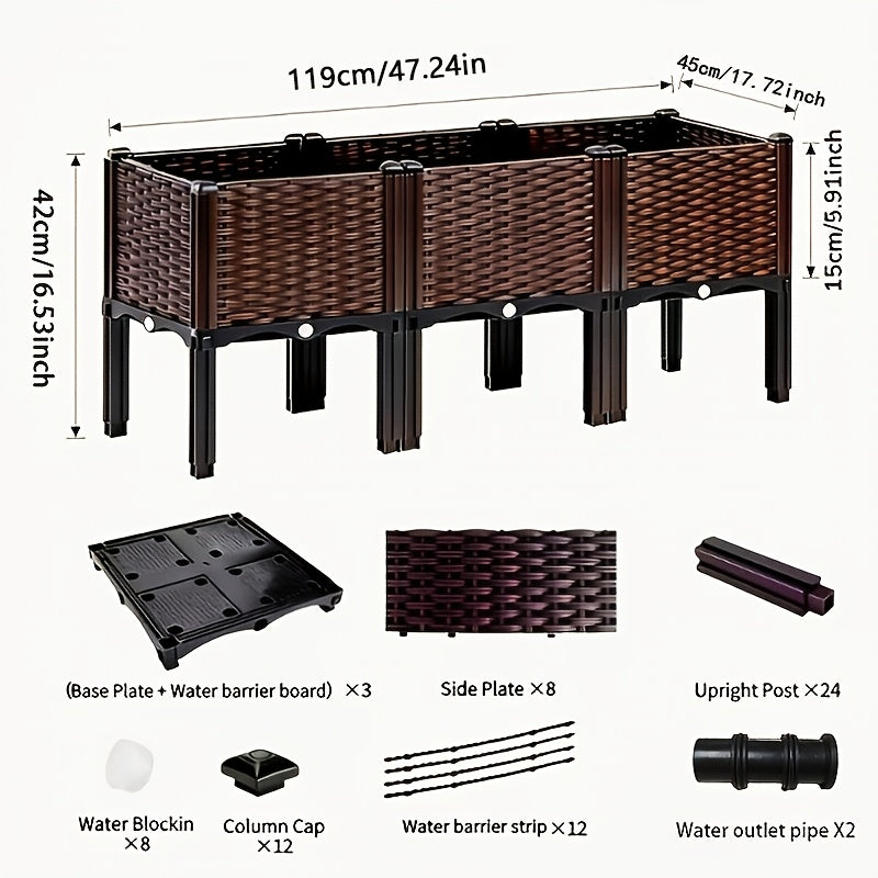 Legged Plastic Garden Planter Box with Elevated Design, Listed 47.24 x 15.75 x 14.96-Inch or Dual-Link Upgraded Options for Outdoor Flower and Herb Projects