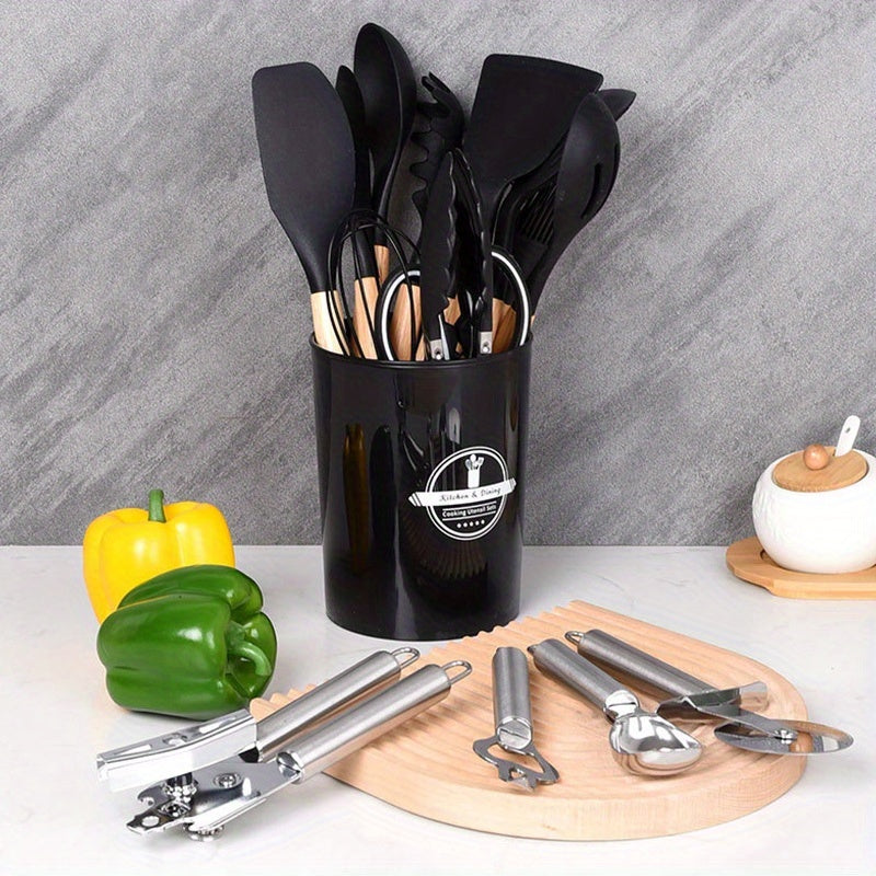 Silicone Cooking Utensil Set, 37 or 44-Piece Kitchen Tool Options in Five Colors for Beginner Cooks, Everyday Meal Preparation and Housewarming Gifts