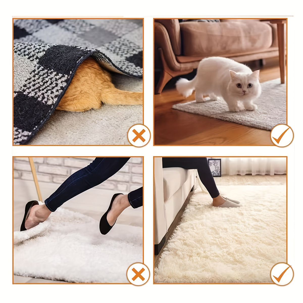 Reusable Carpet Gripper Stickers in 12 or 24 Piece Packs, Washable Adhesive Pads for Compatible Area Rugs, Sofa Cushions and Household Fabric Placement