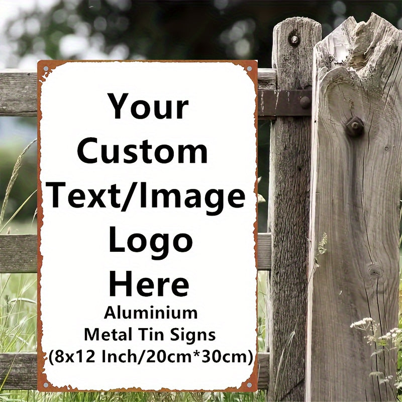 Custom Metal Wall Sign, 12 x 8 Inch Horizontal Tin Plaque with Personalized Text or Pattern Reference for Vintage Home, Garden, Bar and Restaurant Decor