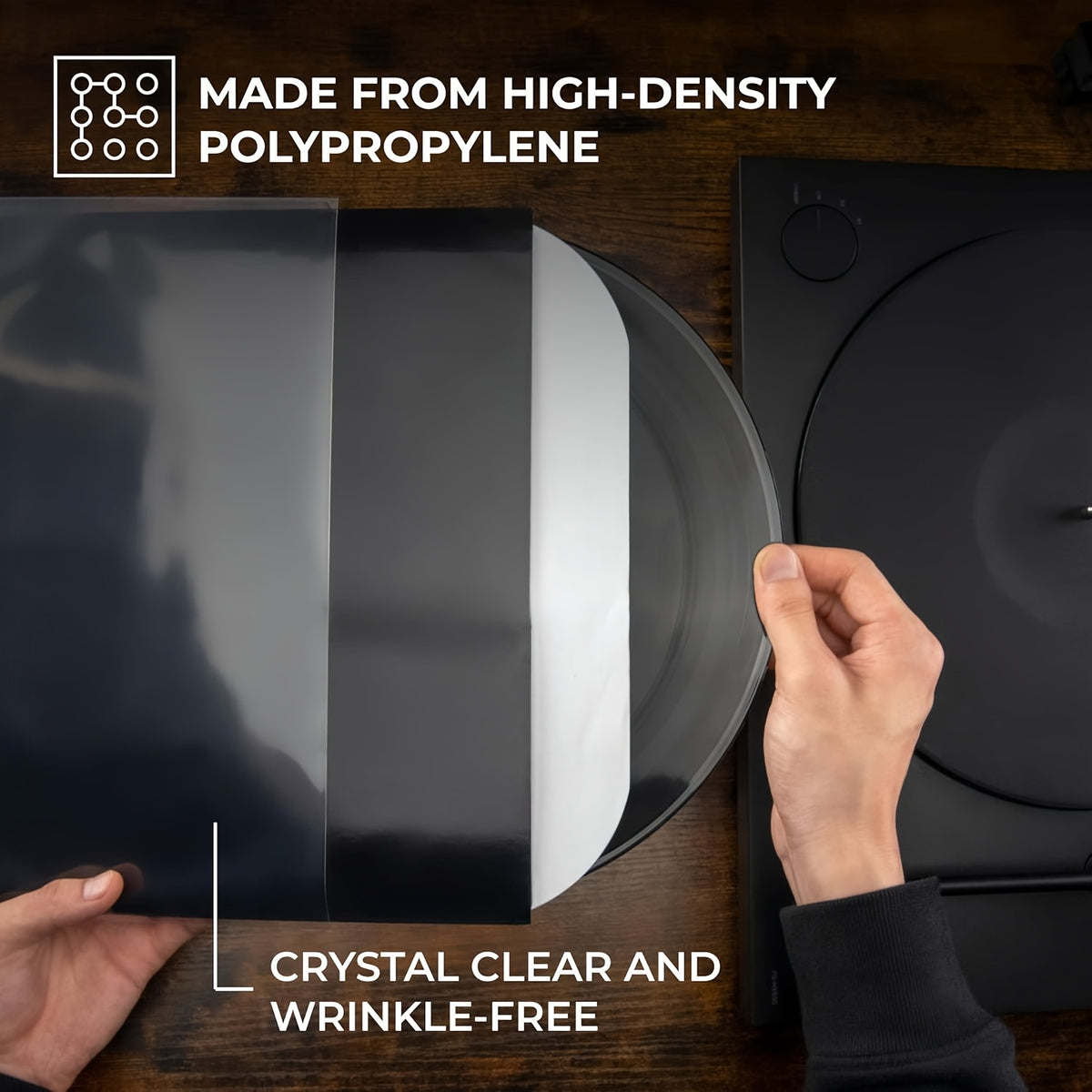 Vinyl Record Outer Sleeves, Clear Polypropylene 12.75 x 12.75 Inch Album Covers with Listed 3 Mil Thickness in 50 or 100 Packs for Compatible LP Jackets