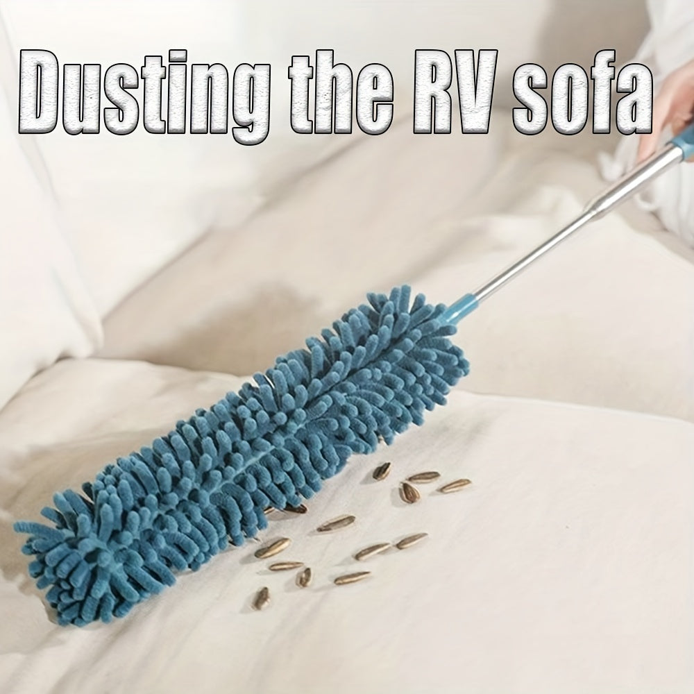 Chenille Telescopic Duster with Extendable Pole and Detachable Washable Head for Furniture, Ceiling Fans, Windows, Office and Car Interior Dusting