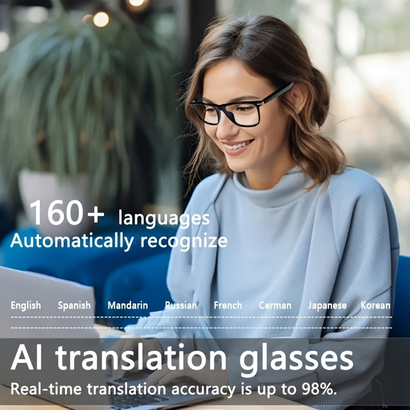 Audio Translation Glasses with Listed 160-Language Translation, GPT Chat, Music and Calls, Photochromic, Color-Changing and Anti-Blue Light Lens Options