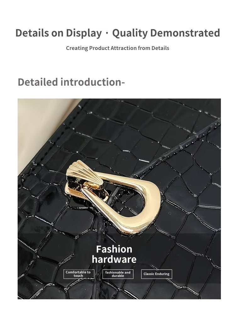 Reptile-Pattern Crossbody Bag for Women with Chain Strap Styling and Gold-Tone Hardware, White, Green or Rose Red Shoulder Purse for Casual and Evening Outfits