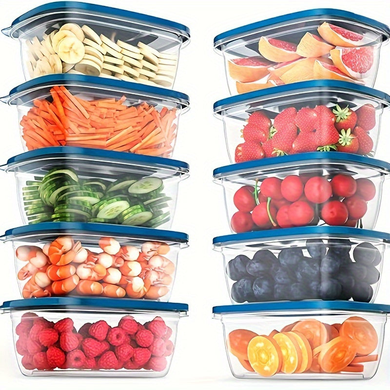 Transparent Plastic Food Storage Set with Random Lid Colors, Listed Six-Piece Reusable Stackable Kitchen Containers for Rice, Grains, Fruit and Vegetables
