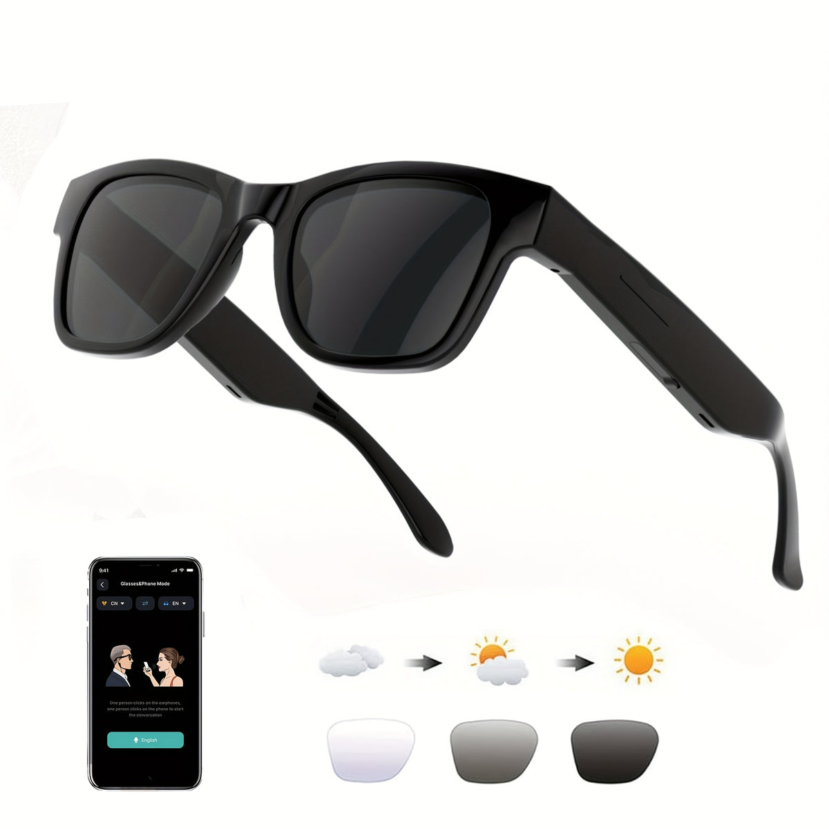 Conference Translation Glasses by OICIIDO with Listed 160-Language Recognition and Meeting Summaries, M02, KL and KO Model Options for Multilingual Discussions