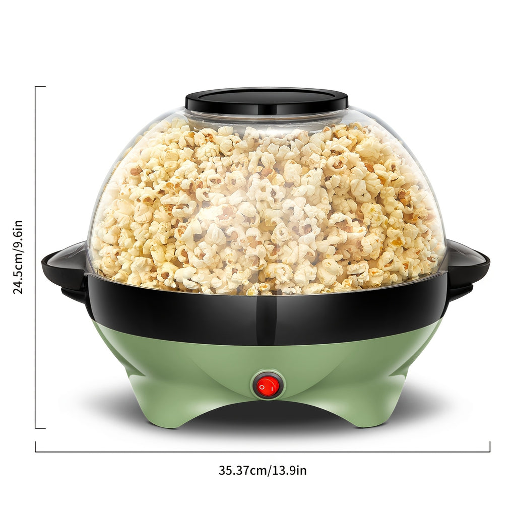 Electric Stirring Popcorn Maker with Listed 800W Power and 6-Quart Capacity, Removable Nonstick Plate and Serving Bowl Lid in Red or Black for Home Movie Nights