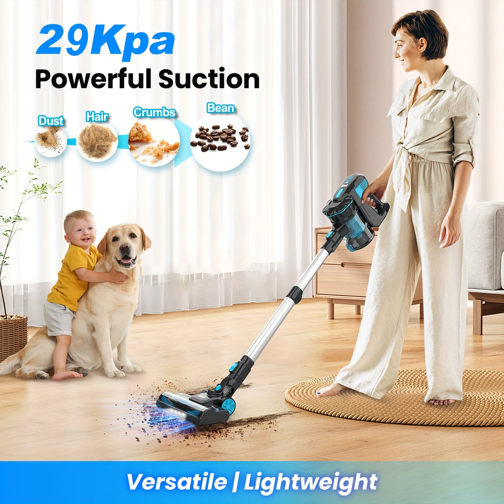29kPa Portable Vacuum Cleaner by INSE with LED-Lit Nozzle and Listed Attachments for Pet Hair, Carpet, Wood Floor and Car Interior Cleanup in Three Color Options