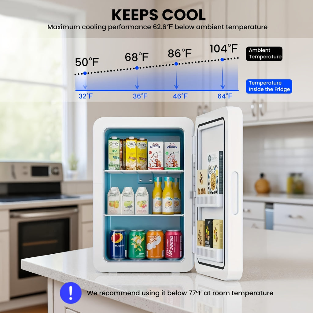 Portable Mini Fridge by ADVWIN, Glass-Front Cooler and Warmer with Listed AC/DC and 12V Support for Bedroom, Office, Dorm and Car Use