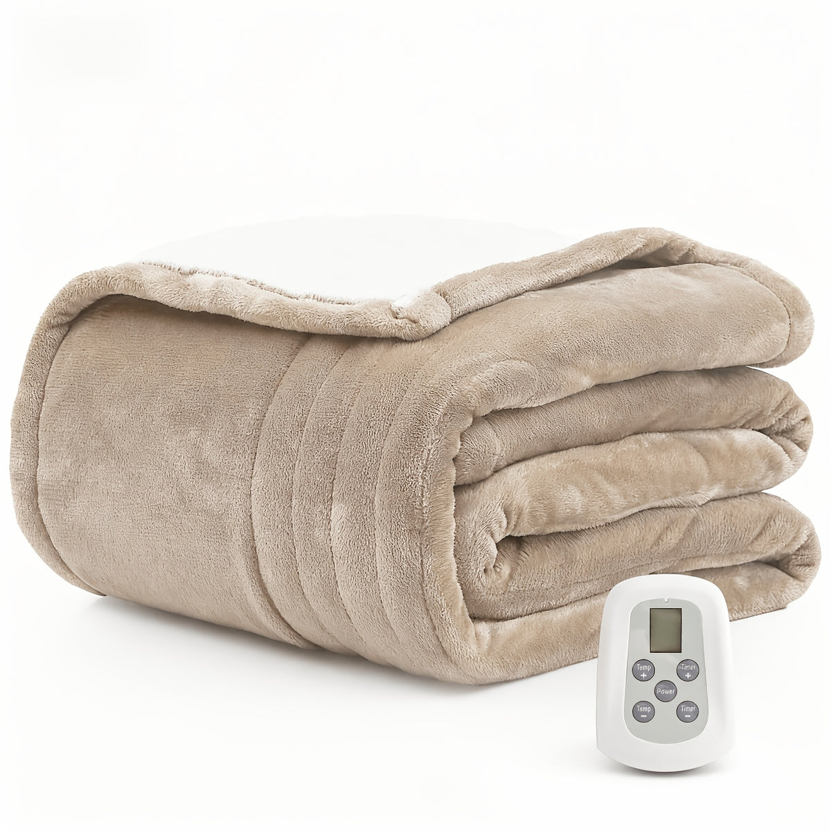 Button-Control Heated Blanket with Double-Sided Flannel, Listed 4 Heat Levels and 4-Hour Auto-Off, Electric Throw and Larger Size Options for Indoor Comfort