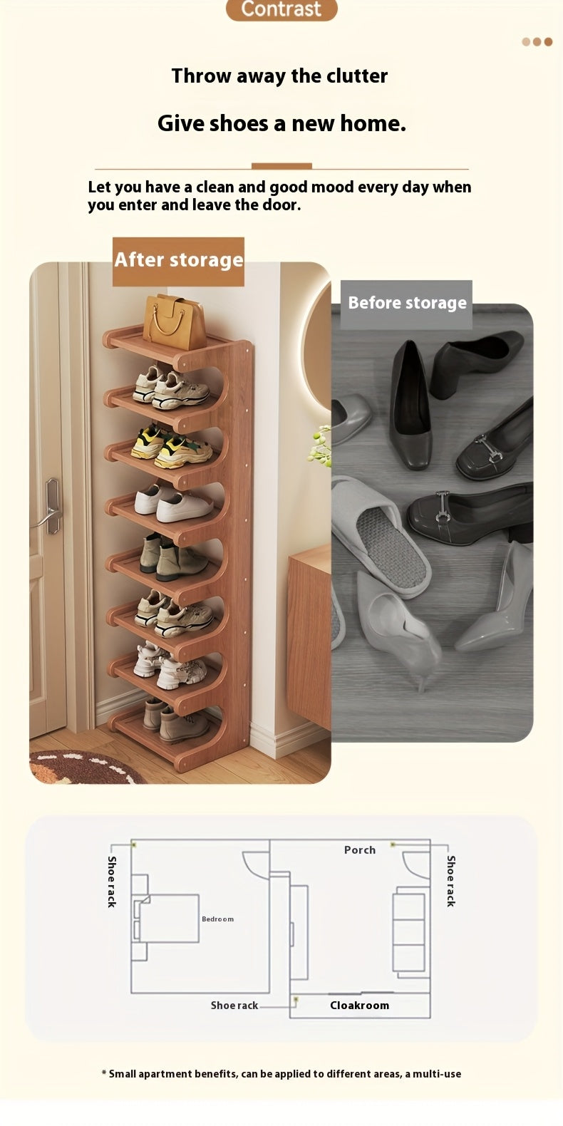 Bamboo Shoe Rack with 2, 4, 5, 6, 7 or 8 Layer Model Options, Multilayer Footwear Organizer for Narrow-Space Entryway, Bedroom and Household Storage