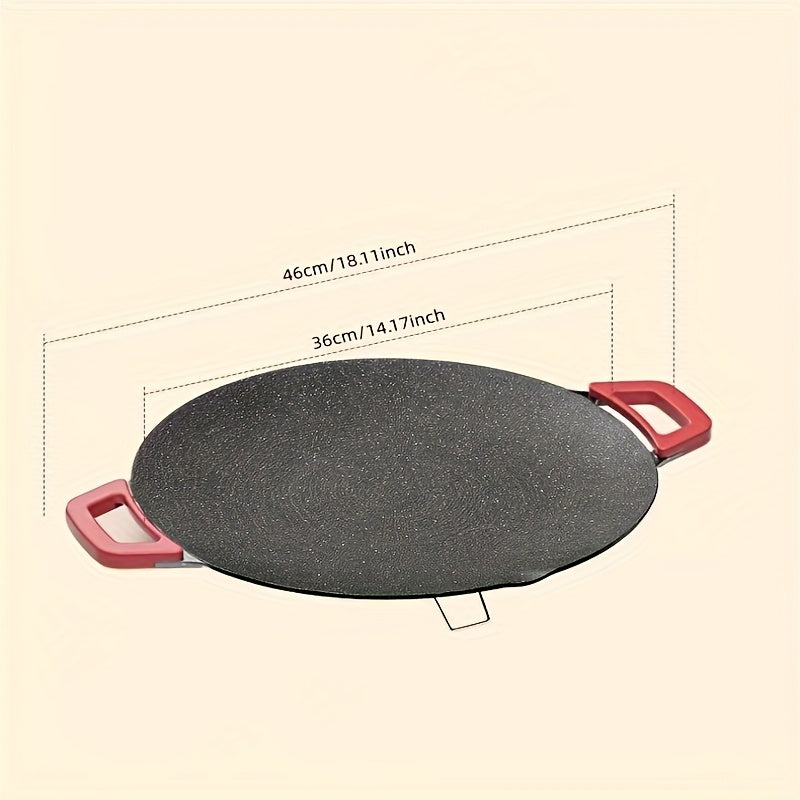 Electric Baking Pan by Aoran with Red Handle, Five Adjustable Heat Settings and Nonstick Surface, 18.11 or 19.55 Inch Total Length for Indoor Cooking