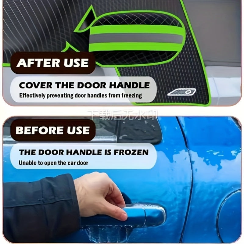 Oxford Fabric Windshield Cover in Green Reflective Style, One-Piece Front Window Snow and Sun Protector for Compatible Parked Cars, SUVs and Trucks