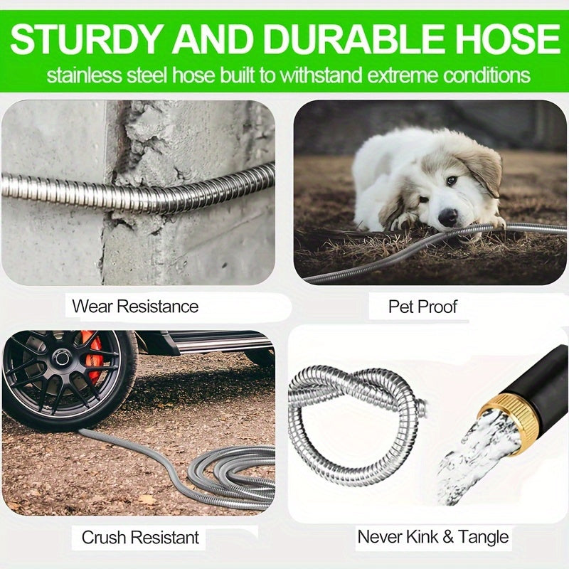 Flexible Garden Watering Hose with 25ft to 150ft Length Labels, Orange or Black Green and Selected Nozzle or Accessory Options for Lawn Care and Car Rinsing