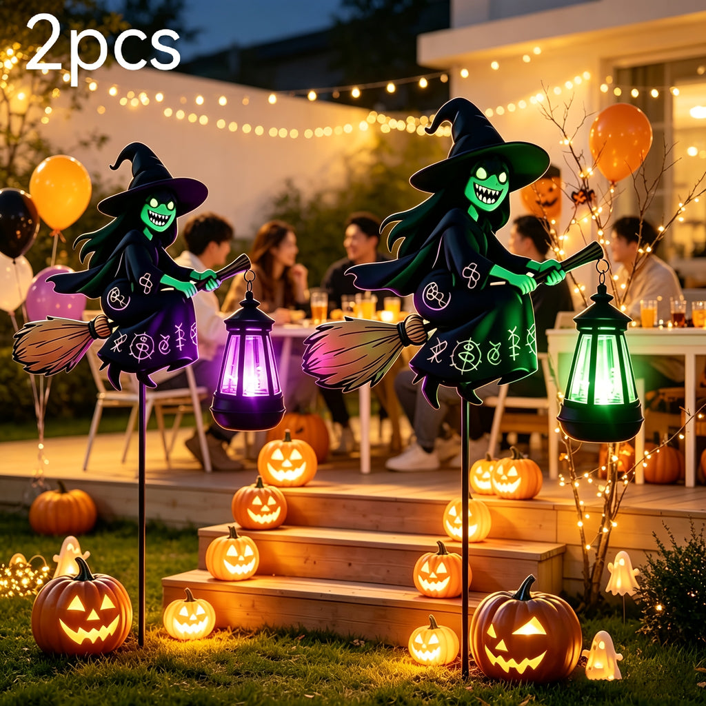 Solar Hummingbird Lantern Pair, Two-Piece Hanging Garden Light Set in Warm or Multicolor Options with Metal and Plastic Construction for Courtyard and Party Decor