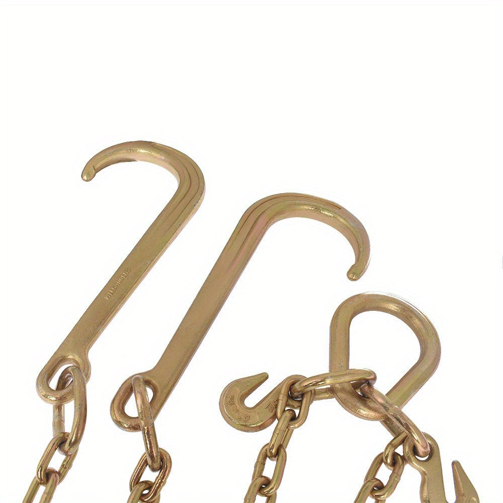 G70 V-Chain Tow Chain Set for Compatible Flatbed Vehicle Loading, Listed 5/16-Inch Chain and 2-Foot Length with J-Hooks and Grab-Hook Connections