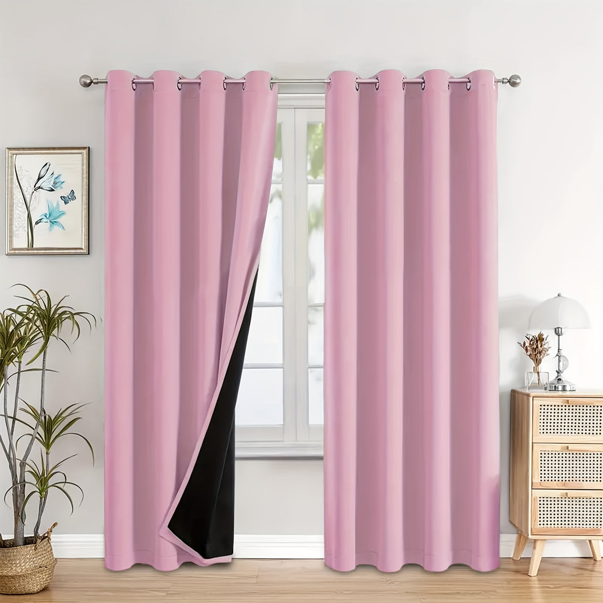 Blackout Curtains with Grommet Top in a Two-Panel Set, Five Color Choices and Seven Size Options for Bedroom, Living Room and Dining Room Window Styling