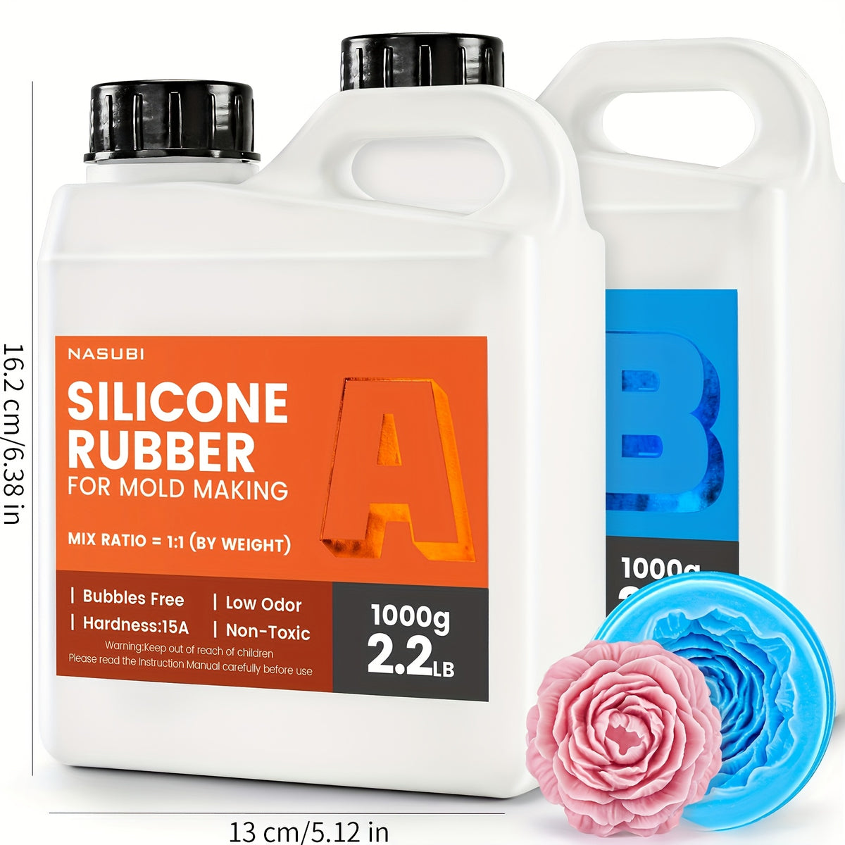 Silicone Mold Making Kit by NASUBI, Liquid Silicone Rubber with Listed 1:1 Weight Mixing Ratio and 35oz or 72oz Options for Compatible Resin, Soap and Candle Craft Molds