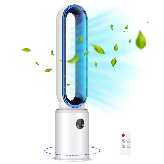 ADVWIN Bladeless Tower Fan with Listed 39-Inch Height, 24 Speeds, Remote Control and 12-Hour Timer, Five Finish Labels for Indoor Bedroom and Living Room Airflow