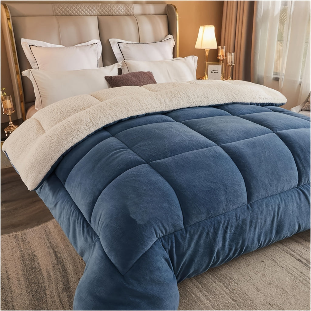 Sherpa Fleece Blanket with Listed Reversible Plush Microfiber Design, Twin XL, Full, Queen and King Options for Sofa Lounging and Cozy Bedroom Layering
