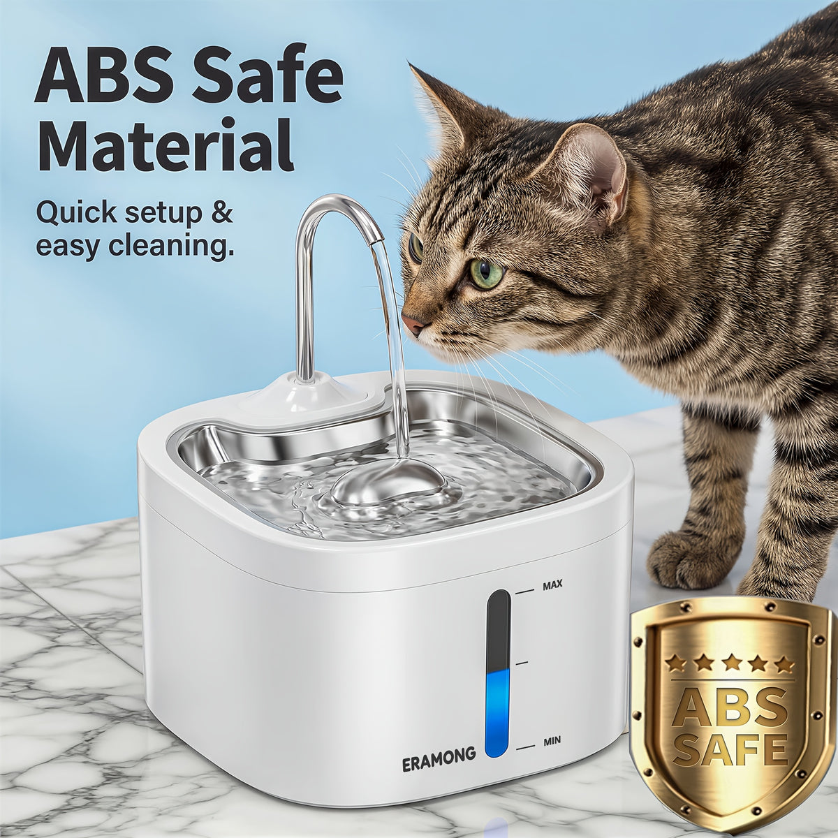 Stainless Steel Tray Cat Water Fountain, 3.5L Automatic Pet Drinking Dispenser with ABS Plastic Body and Water Tap in Black or White, Power Adapter Not Included