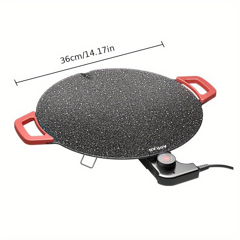 Adjustable Temperature Electric Grill Pan with Listed Nonstick Surface and 110V American Plug, Large Red Ear Model for Grilling, Frying and Home Kitchen Meals