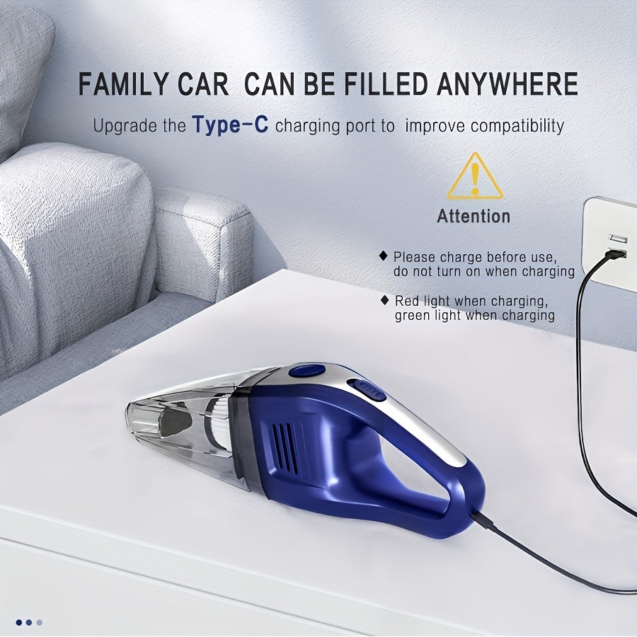 Handheld Vacuum Cleaner Cordless, USB Charging Mini Car Vacuum with Powerful Suction and Multi-Nozzle Kit, Portable Hand Vacuum for Car, Home, Office and Pet Hair Cleaning