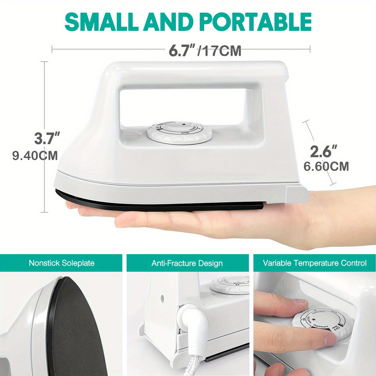 Mini Craft Heat Press 400W with Base Pad, Portable Heat Transfer Iron for DIY T-Shirts, Shoes, Bags and Compatible Vinyl Customization Projects