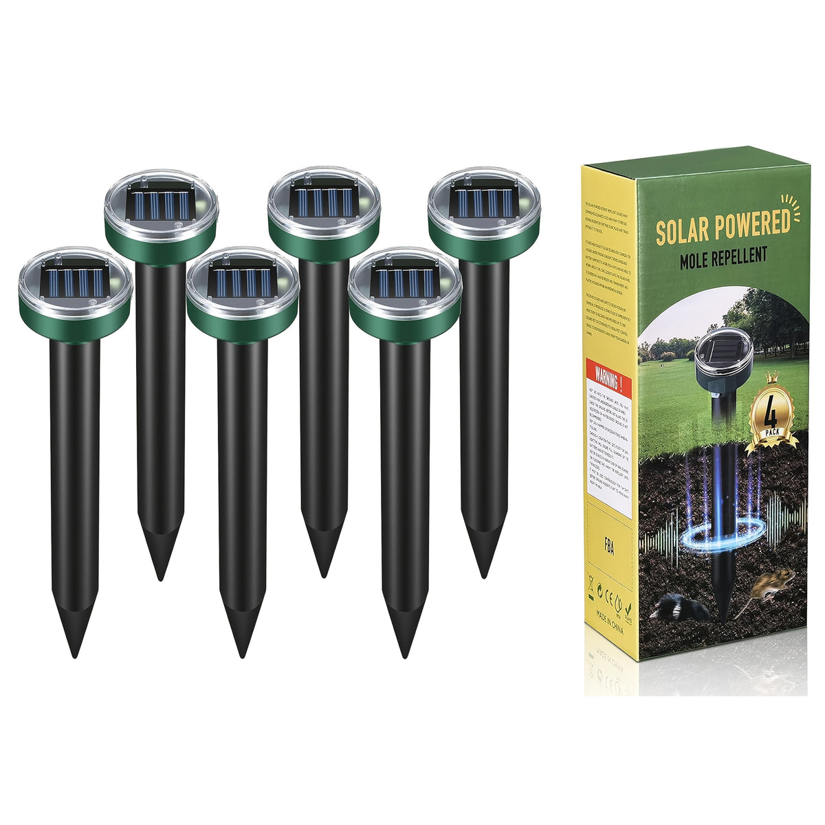 Solar Garden Rodent Repeller with Listed Sound and Vibration Functions, Outdoor Yard Deterrent in Round, Hexagonal and Multi-Pack Options for Lawn Care