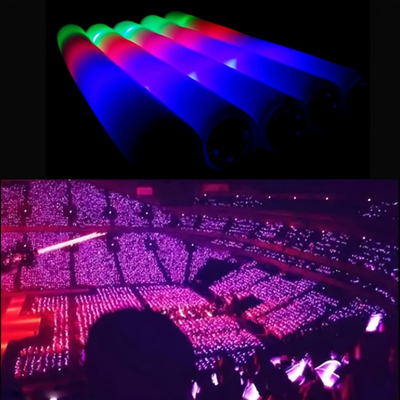 Bulk LED Foam Glow Sticks with Three Listed Flicker Modes, 30 or 50 Piece Party Favor Packs for Weddings, Birthdays, Concerts, Christmas and New Year Celebrations