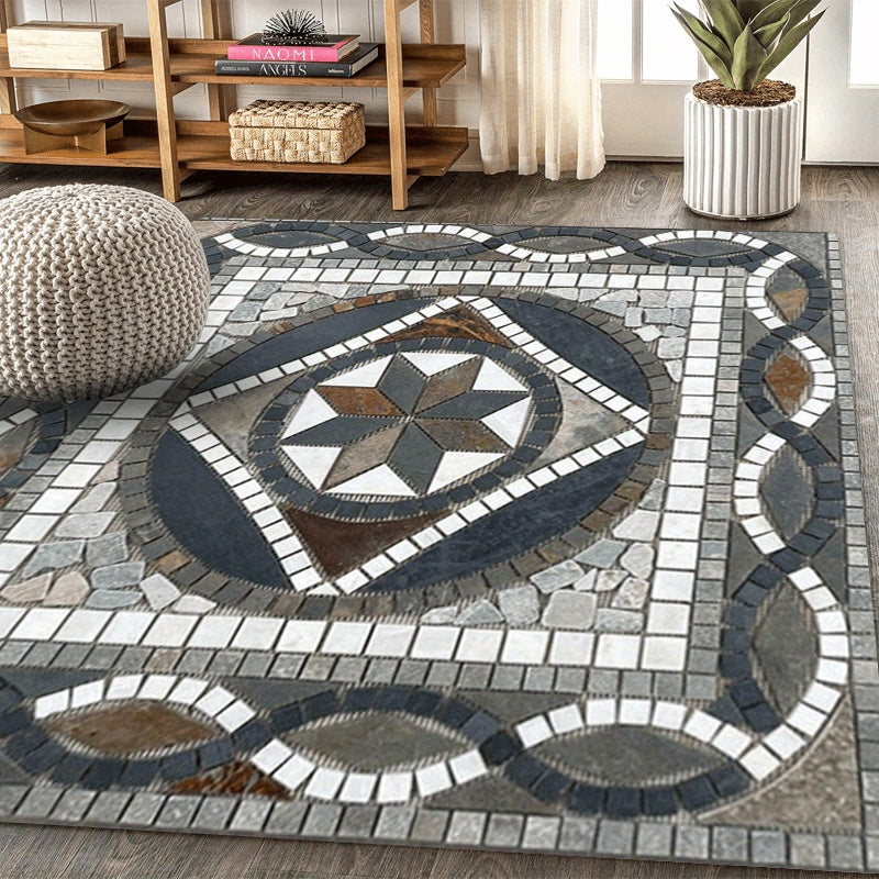 Marble Print Decorative Mat in Listed 160 x 230 cm Size, Bohemian Retro Crystal Velvet Textile with 850gsm Reference for Home and Seasonal Gathering Decor