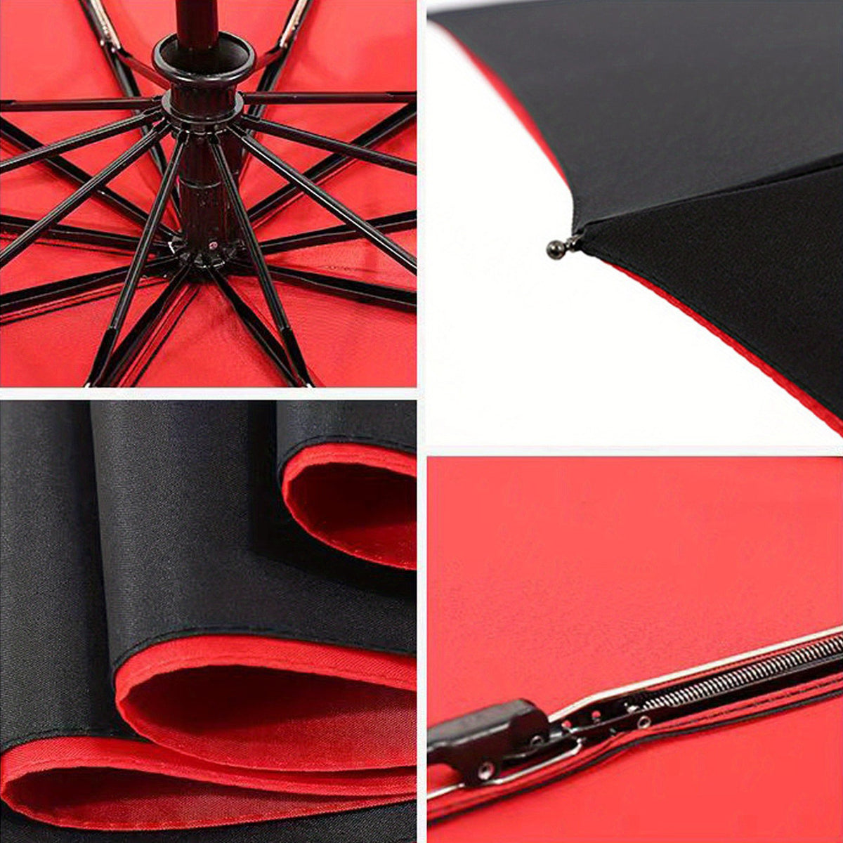 Ten-Rib Automatic Umbrella with Gear-Shift Style Wording, Folding Sunshade Design in Red, Black, Blue or Burgundy for Everyday Carry and Outdoor Outings