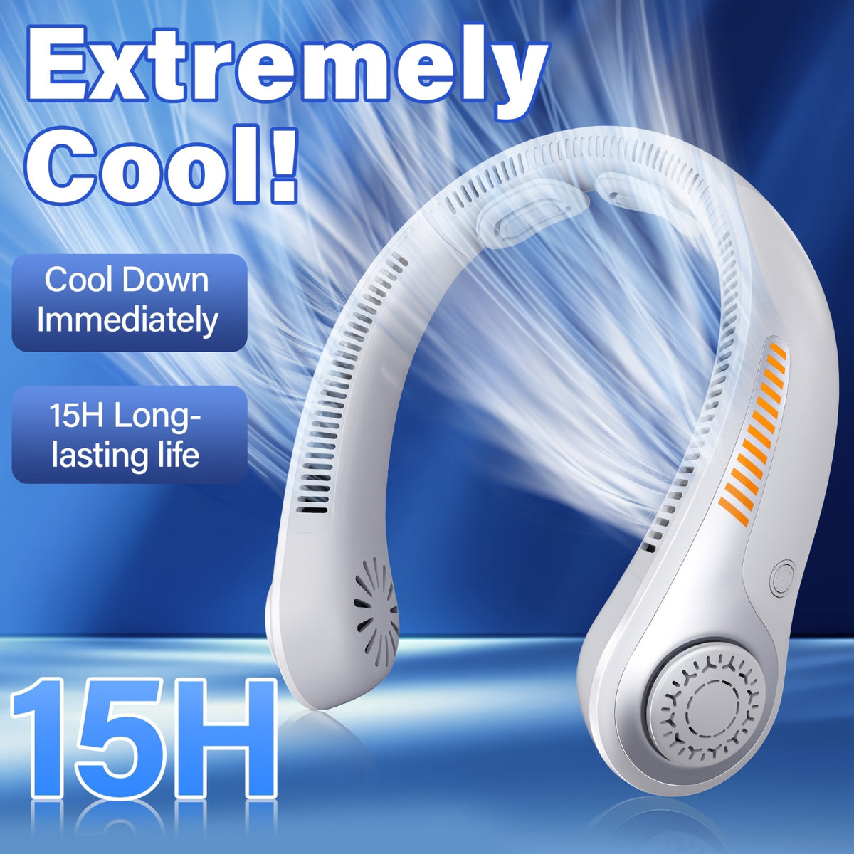 USB-Rechargeable Portable Neck Fan with Listed Five-Speed Airflow, Gray and AM05 Two-Piece Set Options Plus DS06 Combination for Office, Travel and Leisure