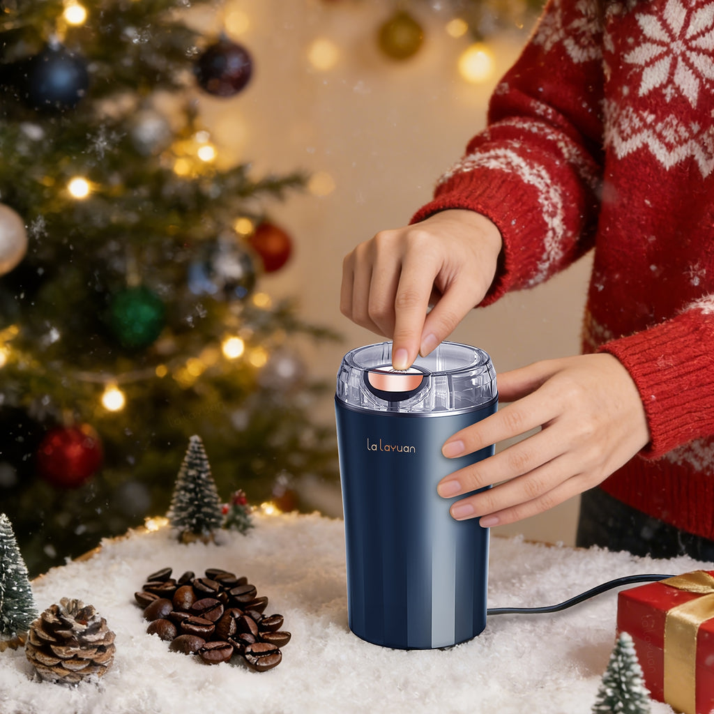 Coffee Bean Grinder with 200W Motor and Stainless Steel Chamber, One-Touch Electric Blade Mill for Home Coffee and Spice Prep, 2.7oz Capacity