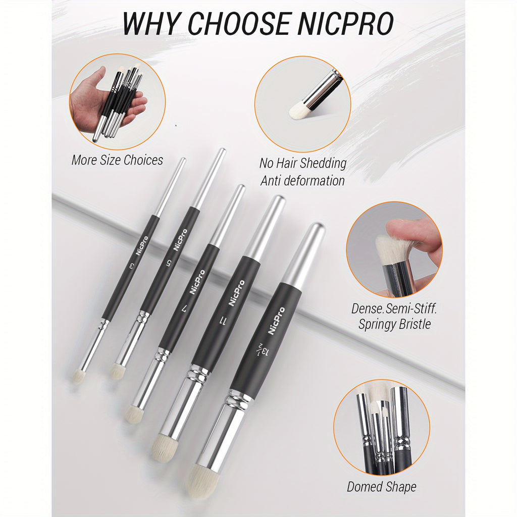 Miniature Paint Brush Set by Nicpro, 21-Piece Detail Painting and Drybrush Kit with Container for Acrylic, Watercolor, Models and Paint by Number