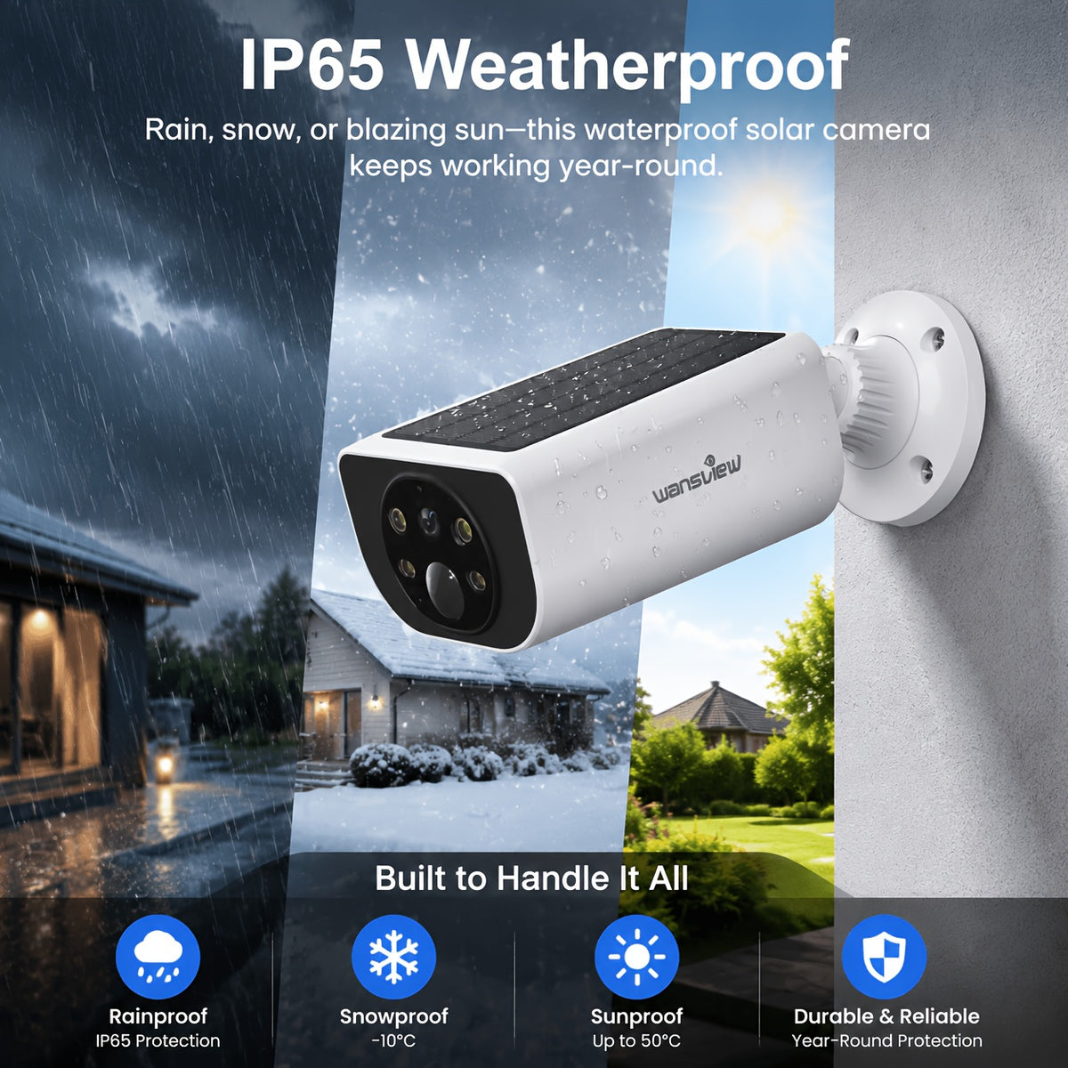 Wansview Solar Security Camera with Listed 3MP Video, Color Night Vision, PIR Human Detection and Two-Way Audio, Outdoor 1 to 4 Pack Options